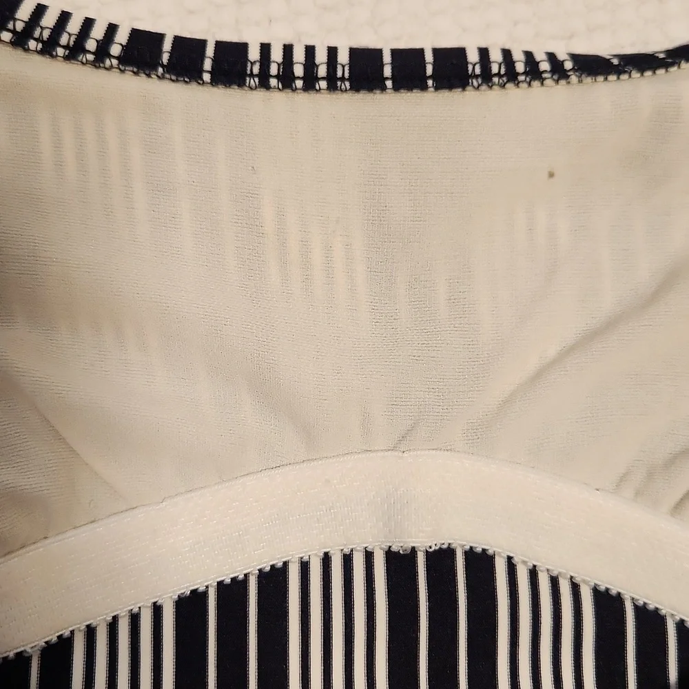 Vintage Jantzen dark navy/white  striped one-piece swimsuit/romper